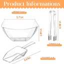 FoldTier 16oz 6 Clear Plastic Candy Bowls, 4 Scoops and 4 Tongs Set Square Disposable Plastic Buffet Containers for Chip, Snacks Popcorn Candy Bar Birthday Party Supplies