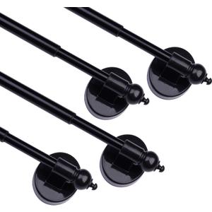 Magnetic Curtain Rods,Multi-Use Adjustable Appliance for Metal Doors,Windows,No Tools Needed16-28 Inch, Black, 4 Pack