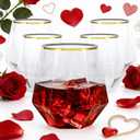 Goodluck 40 PCS Diamond Stemless Plastic Wine Whiskey Glasses, 12 Oz Disposable Cocktail Glasses, Suitable for Weddings, Birthday Parties, Family Gatherings, Bars, etc Gold rimmed cups (Clear and Gold)