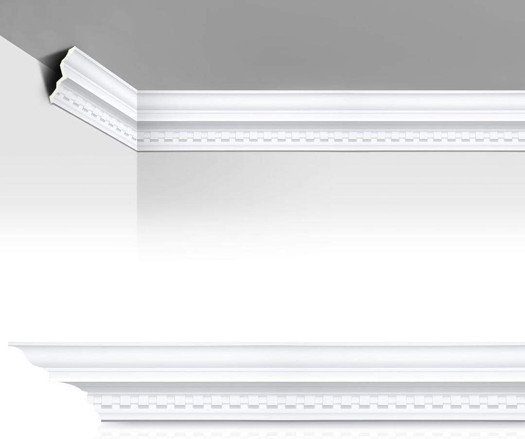Marsui 4 Pcs Ceiling Crown Molding Trim 4-1/2 Inch Face x 189 in Long Total Decorative Ceiling Crown Moulding Trim Installed with Glue (Not Included) Luxe Style Decor (Vintage Style), 47.2Inch