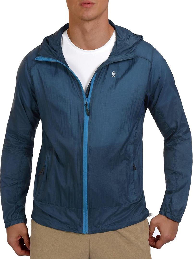 Little Donkey Andy Men’s UPF 50+ Sun Protection Jacket Packable Lightweight Full Zip Hoodie for Running Travel Outdoors