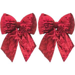 KI Store Blue Large Plush Velvet Bows Set of 2 12-Inch Christmas Bow Tree Topper for Christmas Tree Decoration Door Window Decor