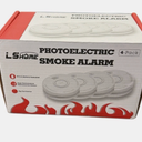 Smoke Alarms LS Home Photoelectric Smoke Alarm 9V Battery Operated 4 Pack *NIB