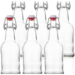 SureSave Beer Bottles with Easy Swing Cap | 16 Oz Clear Glass Bottle Set with Airtight Lid for Kombucha, Carbonated Drinks, Brewing, and Fermenting (Only5Pack) 1 broken