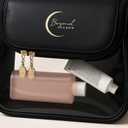 Travel Essentials, Toiletry Bag for Women & Makeup Bag with Hook  High-Capacity Travel Hanging Wash Bag | Black PU Leather, Transparent Base, Zipper Closure, Luxe Look, Durable & Stylish