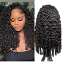 ISEE Half Wig Human Hair for Women 24 Inch Burmese Curly with Spiral Curls End Glueless Wigs 180% Density Flip Over Beginner Friendly Wear Go Drawstring Wig No Glue No Sew Natural Color & Easy Install
