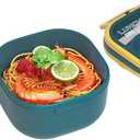 2 x Bento Box for Adults & Kids  Single Compartment Lunch Box,Food Container,BPA-Free,Microwave & Dishwasher Safe with Removable Divider,Utensils & Sauce Jar-Blue (Plastic Single Layer)