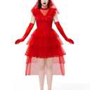 Spooktacular Creations Halloween Red Bride Costume Women, Red Gothic Wedding Dress Women for Halloween Party (Red, S)