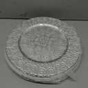 SOUJOY 12 Pack Charger Plates, 13 Inch Silver Plastic Charger Plate, Round Phoenix Pattern Elegant Serve Ware Plates for Weddings, Parties, Anniversary, Thanksgiving