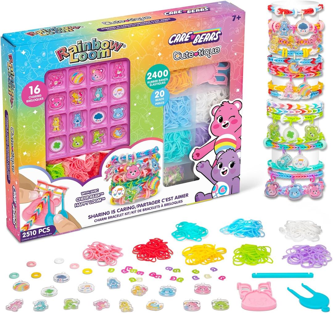 Rainbow Loom Care Bears Cutetique Sharing is Caring, Create Magical Designs with Rubber Band Bracelet Kit and Loom Featuring Care Bears, Ages 7+