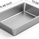 Kirecoo Stainless Steel Litter Box, Large Low Entry Metal Cat Pan Box, Indoor Litter Tray, Non Stick, No Smell, Easy to Clean, Pet Toilet Supplies for Cats