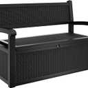 YITAHOME 70 Gallon Storage Bench Deck Box, Lockable Patio Bench, Waterproof Outdoor Pool Deck Storage for Patio Cushions, Garden Tools and Pool Supplies, Black