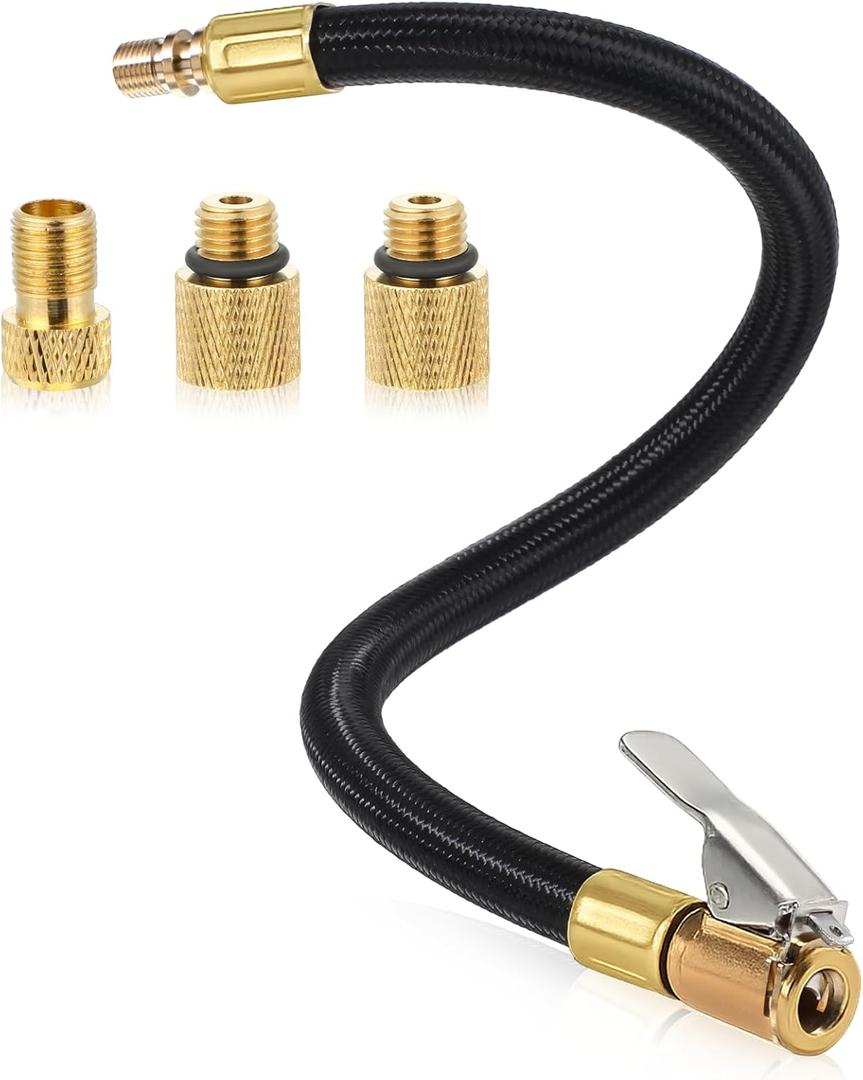 12'' Tire Inflator Hose Replacement, Tire Inflator Adapter with Presta Valve, Hose Connector for Air Compressor, High-Pressure Tube Car Motorcycle Maintenance Accessories