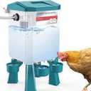Automatic Chicken Waterer 2 Gallons, Float-Controlled Chicken Water Feeder with 4 Water Cups, 158.4-Inch Hose with 3/4'' and 1/2'' Ends, Large Poultry Waterer for Chick Quail Duck Turkey, Red