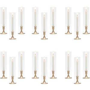 Hurricane Glass Candle Holders, Gold Candlestick Holders 18 Pcs