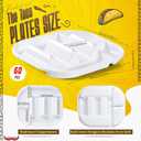 Baderke 60 Pack Disposable Plastic Taco Plates, Fiesta Tacos Holder Tray PP Taco Holder Plates with 2 Dividers for Soft & Hard Shells for Tacos Tuesday Bar, Parties, Picnics (White)