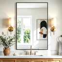 Rectangular Bathroom Mirror, 36"x24" Black Metal Framed Vanity Mirror