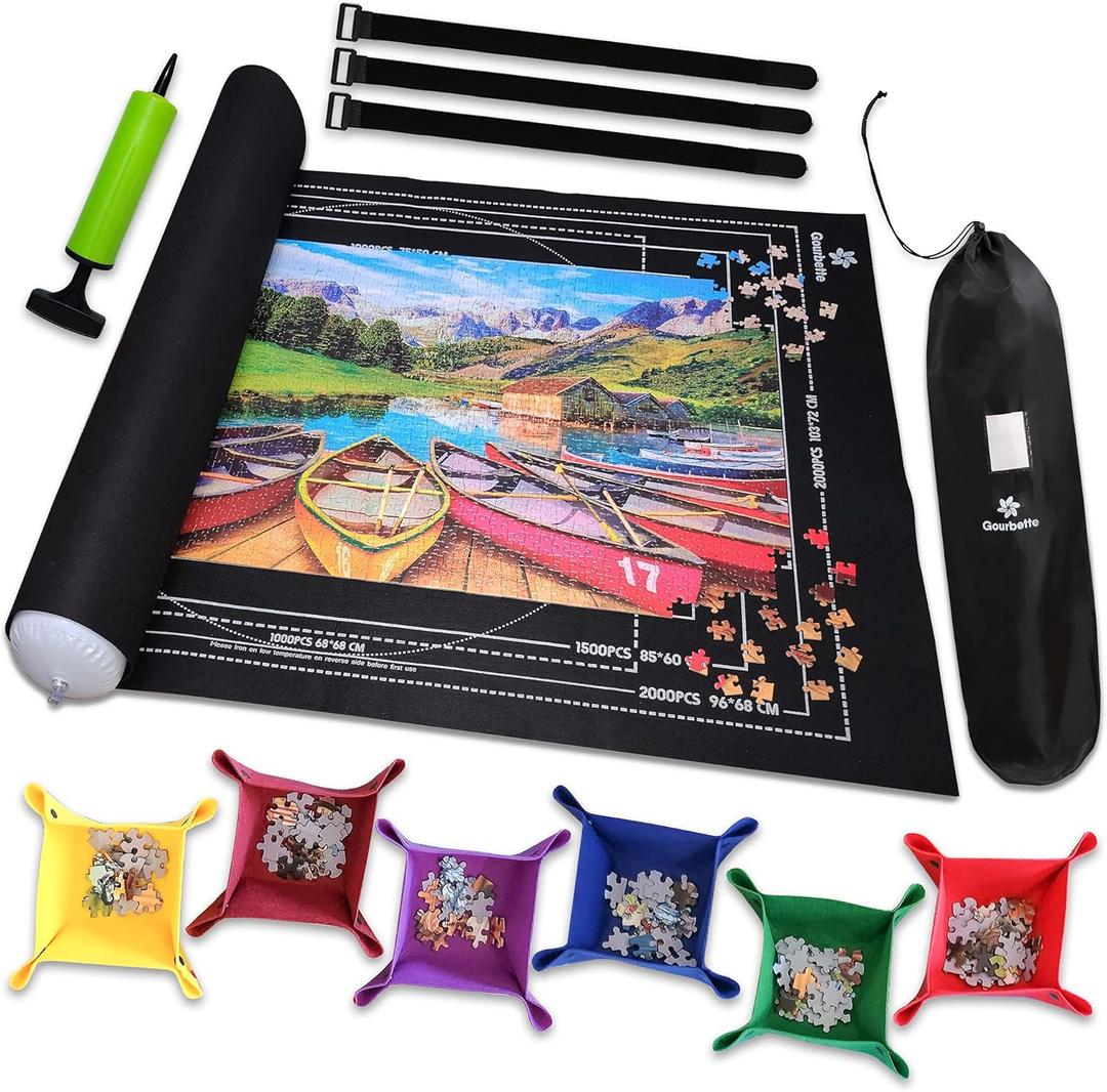 Black 2000 Pieces Jigsaw Puzzle Mat Roll Up | Unique Design, Portable Puzzle Board for Adults & Kids, Stow and Go Puzzle Saver | Puzzle Keeper Storage Saver 2000 1500 1000 500 Piece Puzzles