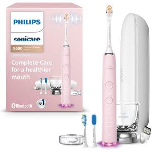 Philips Sonicare DiamondClean Smart 9500 Electric Toothbrush, Sonic Toothbrush with App, Pressure Sensor, Brush Head Detection, 5 Brushing Modes and 3 Intensity Levels, Pink, Model HX9923/21 (1 Count (Pack of 1), New Pink)