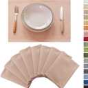 Demetex Pink Placemats Set of 8 Heat Resistant Cloth Place Mats Rectangle Linen Table Placemat for Party Anniversary Wedding, 13x19 inch, Pink