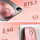 RAPIQUE Bluetooth Wireless Mouse - (BT5.1+USB) Dual Connectivity, Quiet Click, Low Power, and 1600 DPI, Portable Cordless Mouse for Mac, Laptop, MacBook Pro/Air, iPad (Rose Gold)