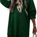 StunShow Women Oversized Sweatshirt Pullover Casual Split Hem Long Hoodie Dress with Kangaroo Pocket 2025 Fall (Green, L)