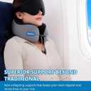 SARISUN Neck Pillow Airplane,Travel Pillow with Strap,Combo 3D Eye Mask for Sleep,Dual-Density Supportive Foam Travel Neck Pillow for Airplane Flights,Car Road Trip Travel Essentials Black