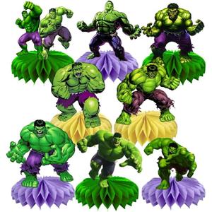 8Pcs Green Hero Honeycomb Table Centerpiece Green Hero Birthday Party Supplies Table Decorations for Kids Party Decorations