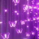 Curtain Butterfly String Light 20Ft 120LED Window USB Fairy Lights 24 Butterfly 8 Modes with Remote Control for Room Bedroom Patio Party Wedding Holiday Christmas Decoration (Purple)