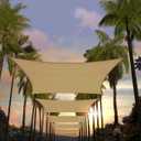 Amgo 12' x 16' Sand Beige Rectangle Sun Shade Sail Canopy Awning UPF50+ AGTAPR1216, 95% UV Blockage, Water & Air Permeable, Commercial and Residential,