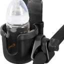 Accmor Stroller Cup Holder with Phone Holder, Bike Cup Holder, Universal Cup Holder for Uppababy Nuna Doona Strollers, 2-in-1 Cup Phone Holder for Stroller, Bike, Wheelchair, Walker, Scooter (All Black-2pc)