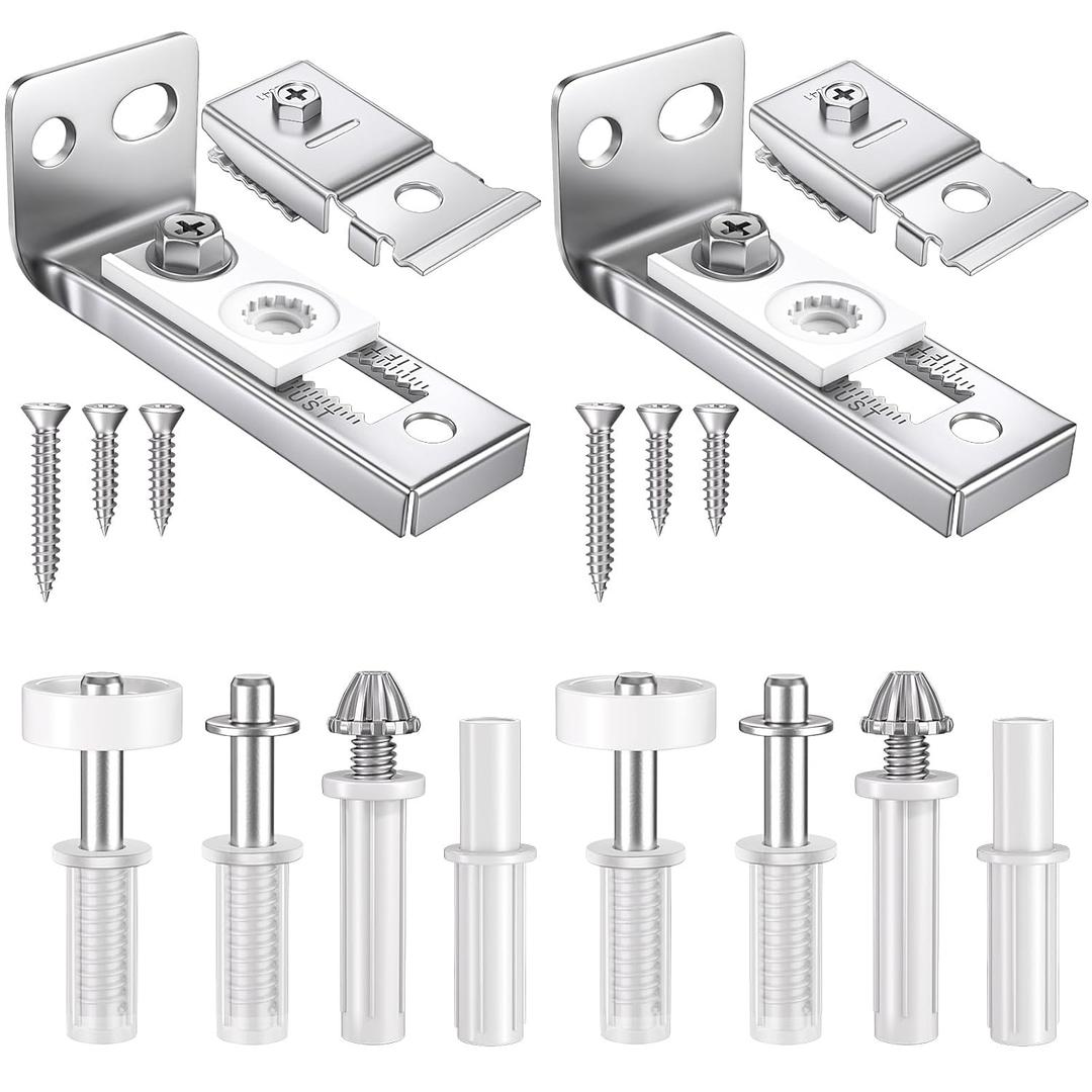 Bifold Door Hardware Repair Kit, 2 Set Bi-fold Sliding Closet Doors Replacement Parts with Top & Bottom Brackets, Pivots & Guides Wheel, Closet Door Hardware Kit for Folding Pocket & Accordion