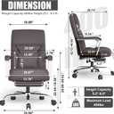 Big & Tall Ergonomic Leather Office Desk Chair with Lumbar Support | Flip-Up Armrests, 360 Swivel, Rocking Function, High Back Computer Chair, Premium Leather Coffee