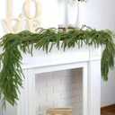 9FT Norfolk Pine Garland Real Touch Artificial Greenery Pine Needles Garlands Spring Green Wreath for Mantle Table Wall Fireplace Stairs Indoor Outdoor Spring Summer Decor