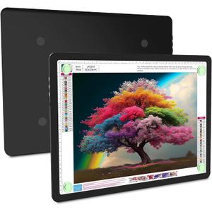 Elice Rechargeable A3 Light Pad for Diamond Painting, Magnetic LED Light Board with Physical Button, Super Bright Diamond Art Light Pad, Ultra-Thin Light Box for Tracing, Weeding Vinyl, Artists -Black