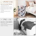 Coastal Laundry Basket, Oxford Cloth Nature Peaceful Dirty Clothes Collapsible Hamper for Room Decor, Ocean Beach and Chair Print Gifts Toy Organizer 19.7 * 15.8 Inch for Bedroom Bathroom Dorm