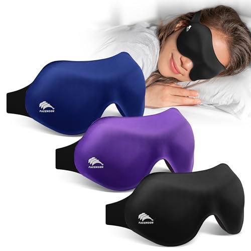 3 Pack Sleep Masks for Women & Men: True Blackout Eye Mask for Sleeping, 3D Contoured Zero Eye Pressure, Lash-Friendly (Blink Freely), Side Sleeper Comfort, Adjustable Strap Blindfold, Night Eye Cover