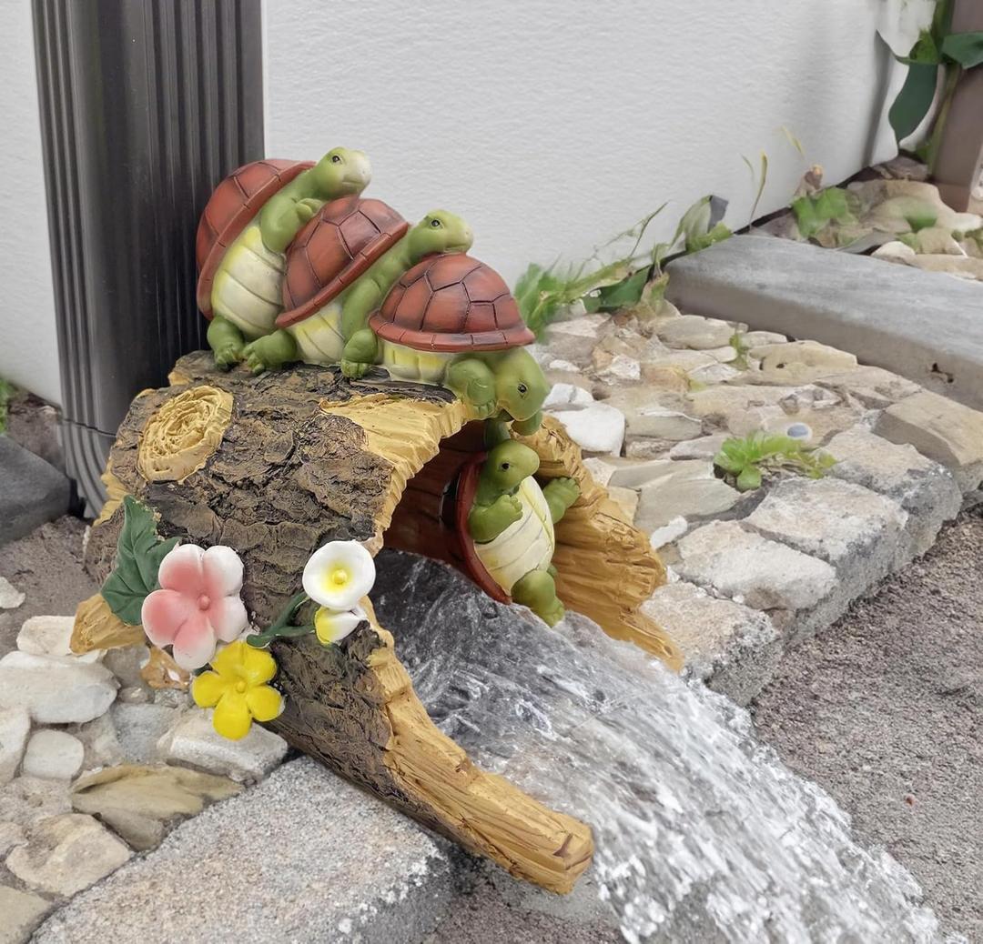 Coolboy Turtle Sculpture Gutter Diverter Rain,Deco Gutter Extension Downspout, Eco-Friendly Resin Gutter Extender Diverter,Splash Block, Perfect Rain Gutter Downspout Extension for 3"x4" Downspouts