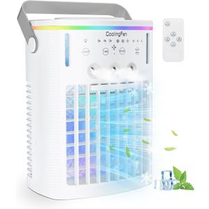 Portable Air Conditioners Cooling Fan: 2025 Upgraded 4-IN-1 Portable AC Unit with 2 Cooler Mist & Speeds1200ml Remote Control Air Conditioner Ultra-Quiet Design Evaporative for Home,Bedroom,Camping