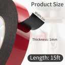 Strong Double Sided Tape Heavy Duty - 6 Pack 1 x 15 Flexible Double Sided Foam Tape for Automotive Use with Durable Adhesion, Applicable for Ceramic Tiles, Marble, Wood, Glass, Plastics, Metal