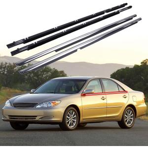 4-Piece Car Door Moulding Trim Weatherstrip Window Seal for Toyota with Camry 2002-2006 - Includes Electroplated Seal Trims 75710-33080, 75720-33080, 75730-33080, 75740-33080