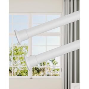 Tension Curtain Rod by EZFurni, 2 Sets 42-123 Inches, Heavy Duty Tension Rods for Windows, No Drilling Adjustable Curtain Rod for Patio, Hold Up Blackout Curtains and Non Slip, White