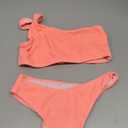 YIMISAN Women's Ribbed Bikini Sets One Shoulder Top with Mid Waist Two Piece Bathing Suit (Pink, M)