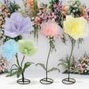Leinuosen Multicolor 5 Pcs 8ft Giant Organza Flowers Decoration with Stand Flexible Flowers Stems for Spring Tea Bridal Shower Wedding Birthday Party Entrance Photography Booth Indoor Outdoor