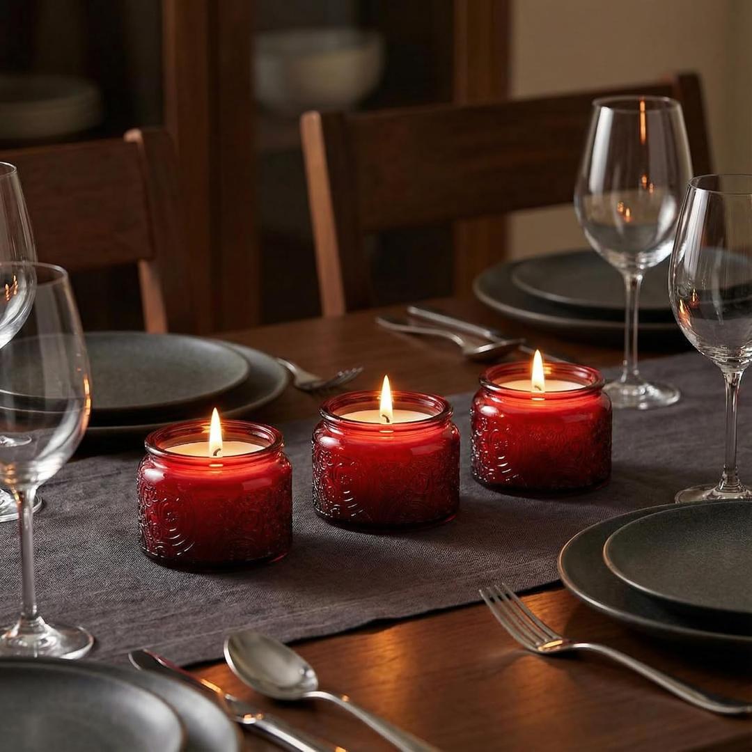 18-Pack 4oz Embossed Glass Candle Container with Lids and Labels, Clear Candle Jars for Making Candles, Sun Moon Stars Design