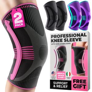 DR. BRACE ELITE Knee Brace with Size Stabilizer (2 Pack) Knee Brace for Women & Men, Workout, Sports, Daily Knee Compression Sleeve for Maximum Knee Pain Support & Fast Recovery (Orion, Medium)