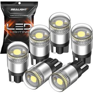 SEALIGHT 194 LED Light Bulbs 6000K White, W5W 168 2825 T10 Car Interior Light Bulb Replacement for License Plate Light, Dome Light, Map Light, Courtesy Light, Pack of 6