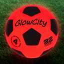 GlowCity Glow in The Dark Soccer Ball | Light Up Indoor/Outdoor Soccer Ball with 2 LED Lights | Pre-Installed Batteries | Fun Gift for Teens