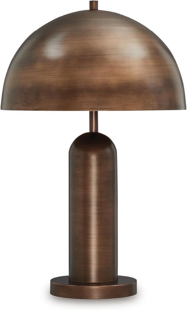 Signature Design by Ashley Wendfield Industrial Metal Table Lamp with On-Off Switch and 2 Sockets, Dark Brown
