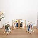 Gold 8x10 Floating Frame 2 Pack,For Photo Sizes(4x6'',5x7'',6x8'') Adjustable Tabletop/Shelf Floating Picture Frame 5x7'',Classy Gift Choice for Wedding,Christmas,Home or Office Decor
